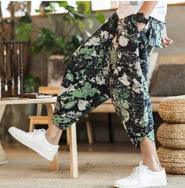 Men's Bohemian Gent Wide Leg 3/4 (Rural) Harem Baggy Genie Yoga Drop Crotch Pants Joggers Sweatpants Trousers