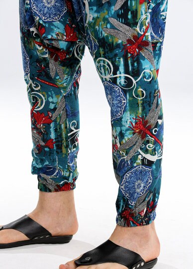 Men's Bohemian Eclectic Print Harem Pants - (Harem,Baggy, Genie, Yoga, Drop Crotch, Pants, Joggers, Sweatpants ,Trousers)