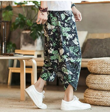 Men's Bohemian Gent Wide Leg 3/4 (Rural) Harem Baggy Genie Yoga Drop Crotch Pants Joggers Sweatpants Trousers