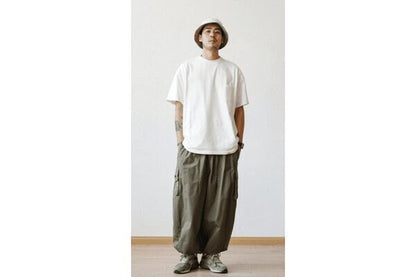 Men's Multi-Pocket Ultra Wide (Green) Harem Ankle Baggy Genie Yoga Drop Crotch Pants Trousers