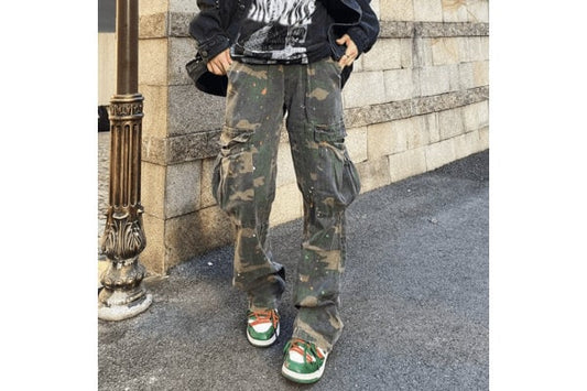 Bohemian Streetwear Camo Military Style Baggy Cargo Jogging Pants Casual Trousers Joggers