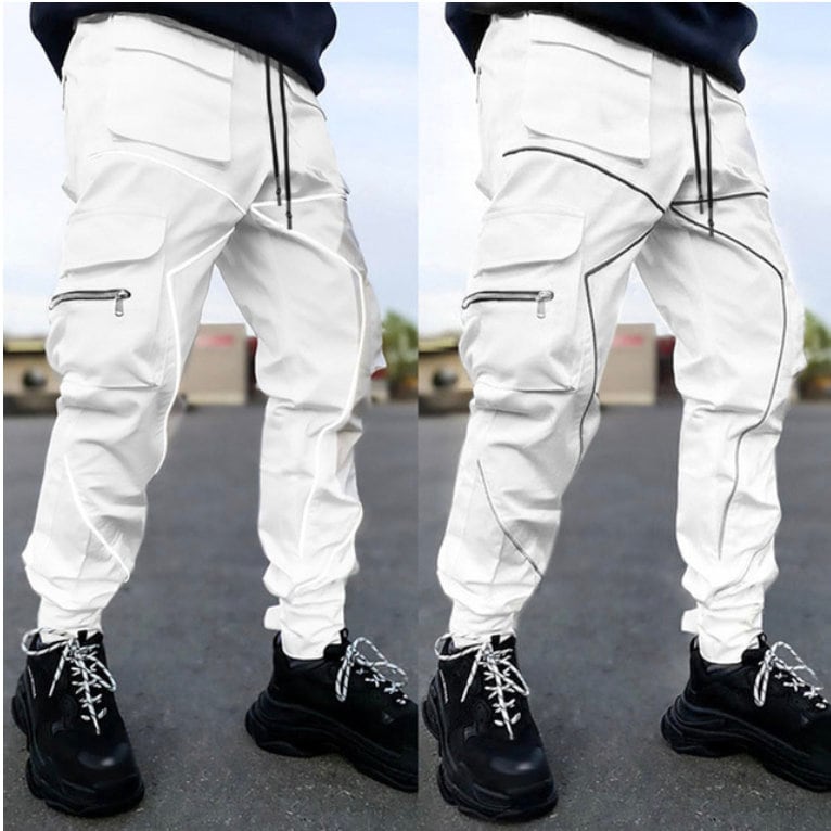 Bohemian Gents Reflective Strip Cargo Tech-wear Loose Fitting Pants