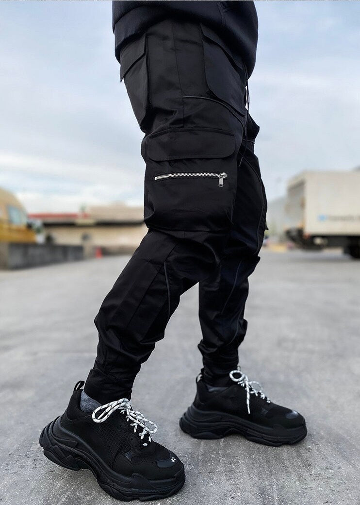 Bohemian Gents Reflective Strip Cargo Tech-wear Loose Fitting Pants