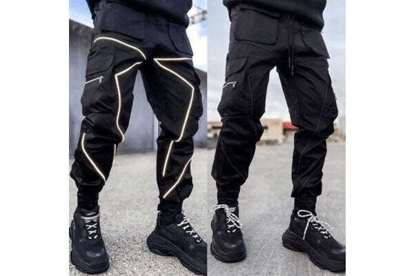 Bohemian Gents Reflective Strip Cargo Tech-wear Loose Fitting Pants