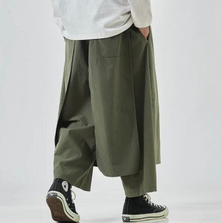 Bohemian Gent Kimono Harem Japanese Hakama Style Layered Trouser Pants