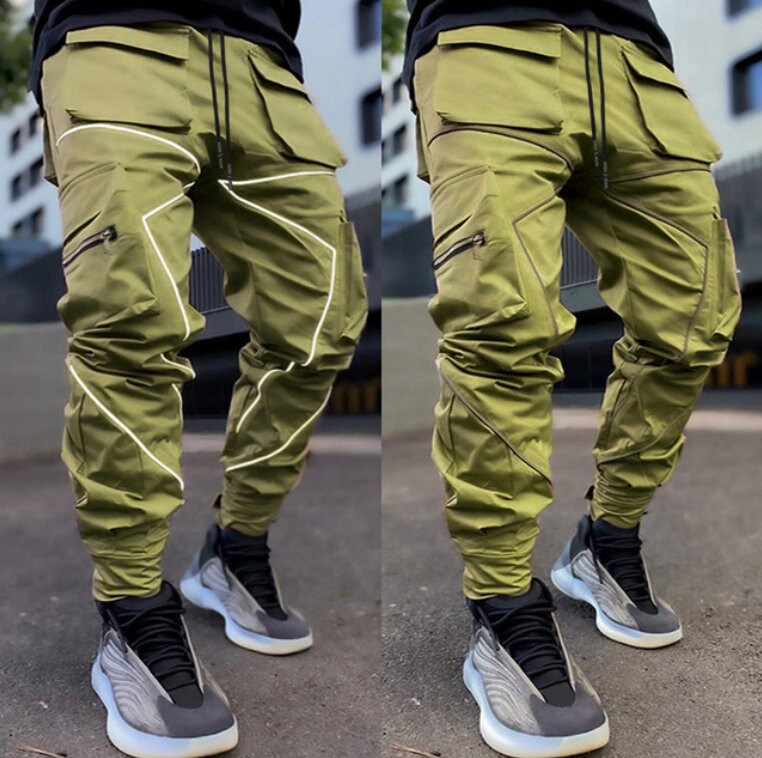 Bohemian Gents Reflective Strip Cargo Tech-wear Loose Fitting Pants