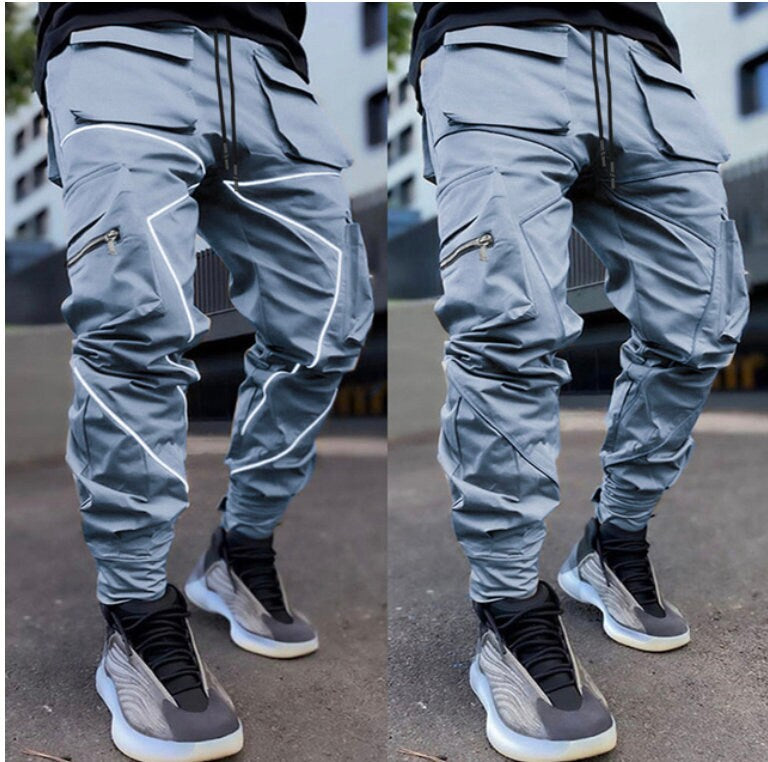 Bohemian Gents Reflective Strip Cargo Tech-wear Loose Fitting Pants