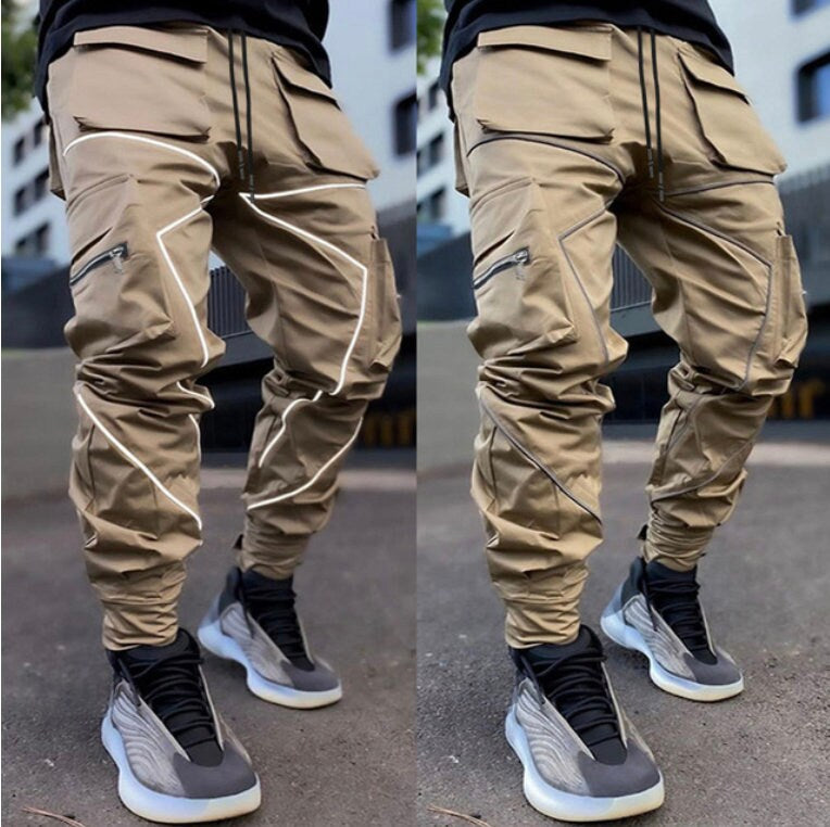 Bohemian Gents Reflective Strip Cargo Tech-wear Loose Fitting Pants